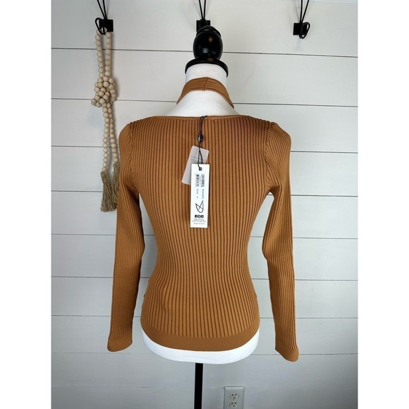NWT MINKPINK Gianna Knit Long Sleeve Top Pecan Size Medium - Picture 9 of 9